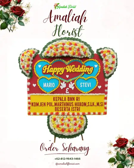 Papan Bunga Pernikahan Bangun